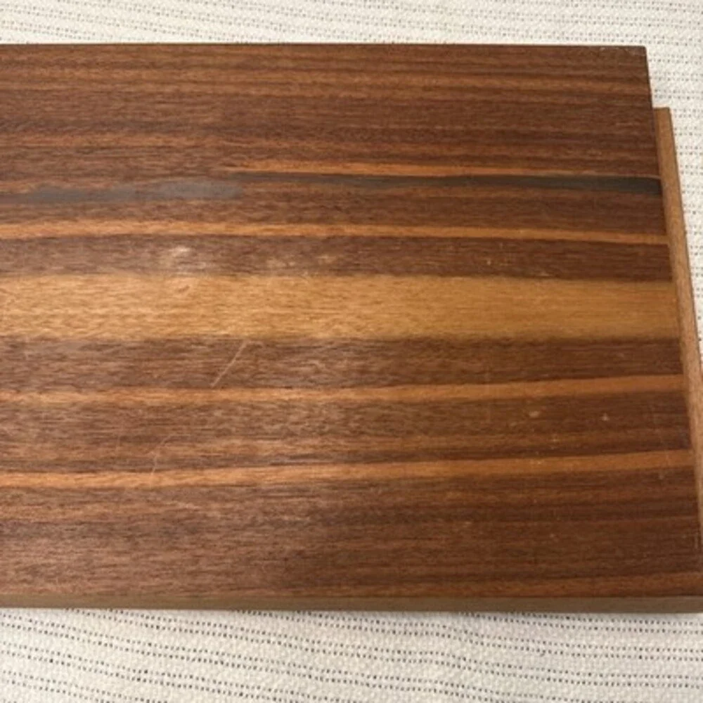Vintage Mahogany/Teak Wood Serving Tray 19 X 12 Geese Heart Inlayed